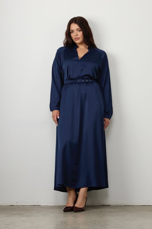 Платье-туника с длинным рукавом, темно-синий