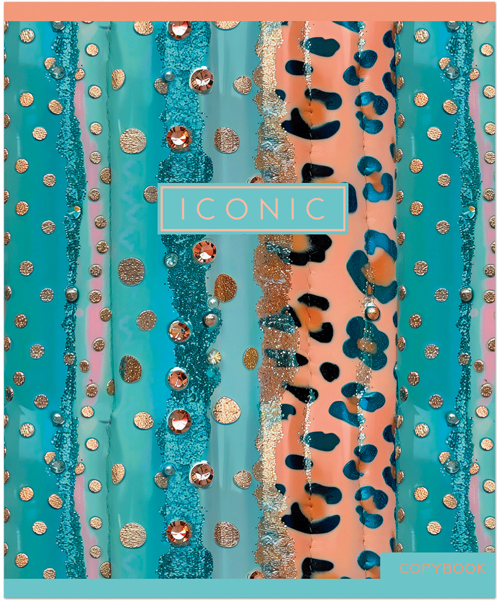 Тетрадь общая 48 л., PASTEL GOLD LEOPARD, обложка-мелов.картон+сплошной УФ-лак, скрепка