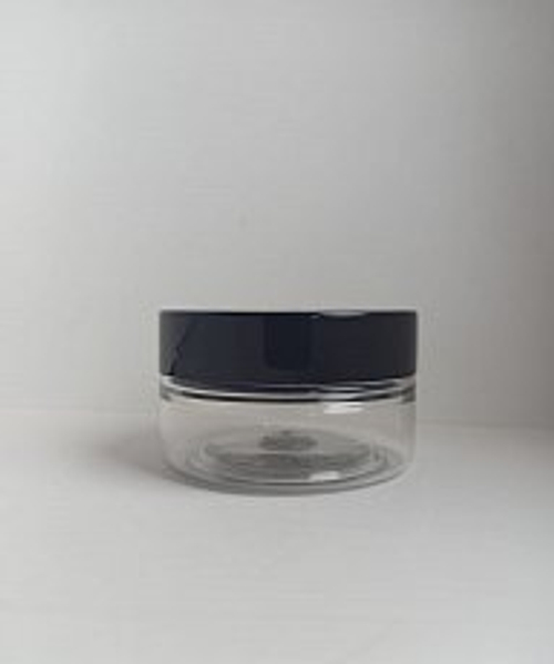 Банка 25 мл пластик прозрачная с черной крышкой