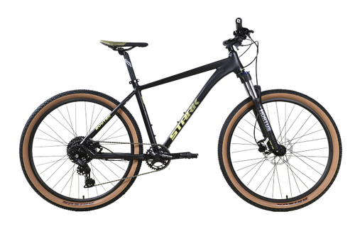 Велосипед 27.5" Stark'25 Router 27.4 HD р.18" черный матовый /оливковый желтый