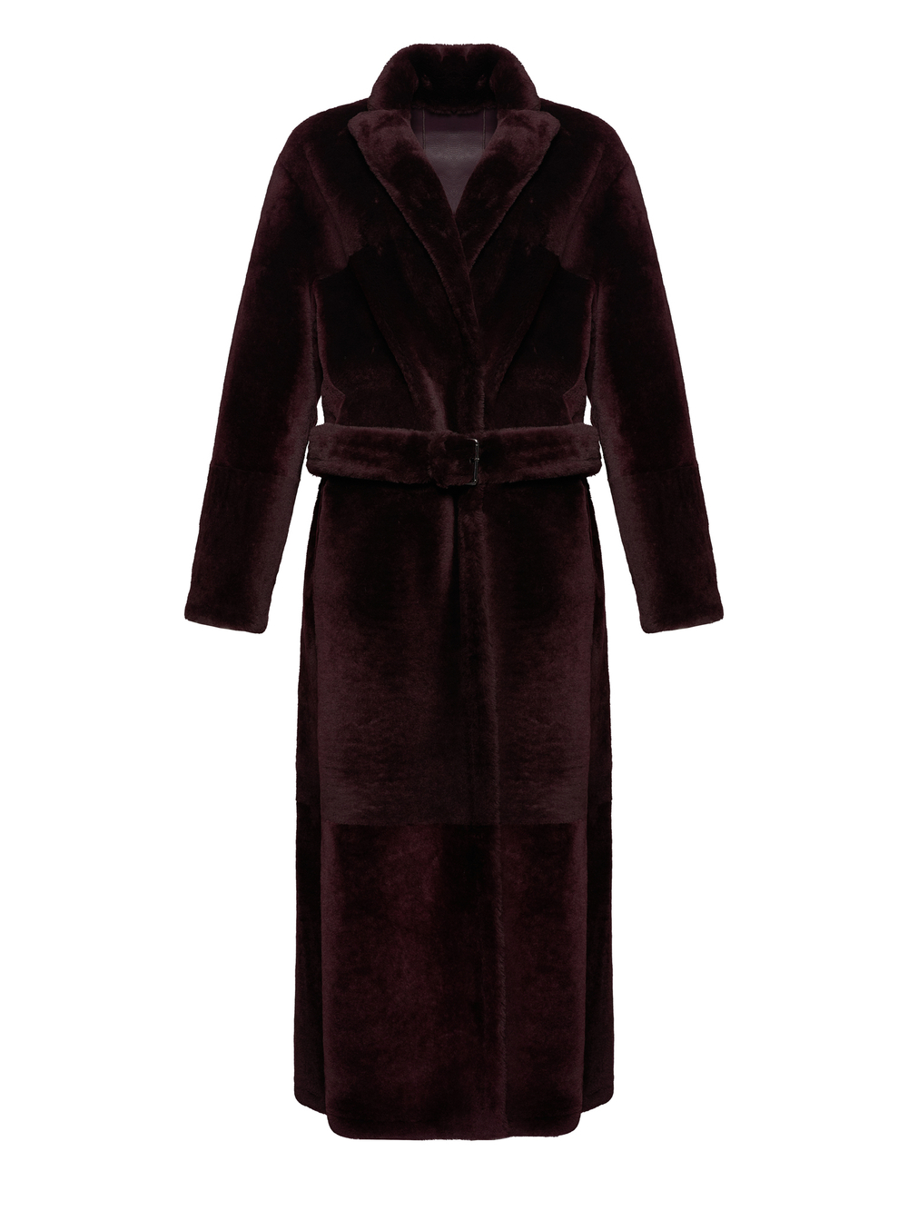 Двусторонняя дубленка из овчины в цвете бордо
