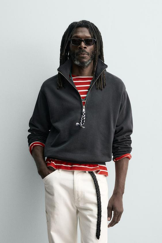 ZARA Х AARON LEVINE ТОЛСТОВКА НА МОЛНИИ, ЧЕРНЫЙ
