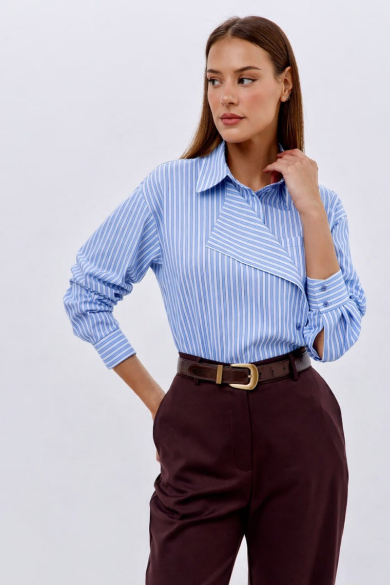 Рубашка с крупным воротником-стойкой