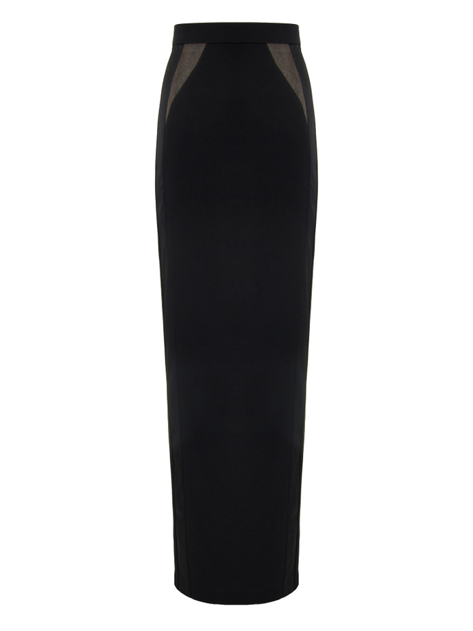 Юбка макси со вставками из сетки