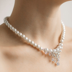 Бусы колье жемчуг с кристаллами