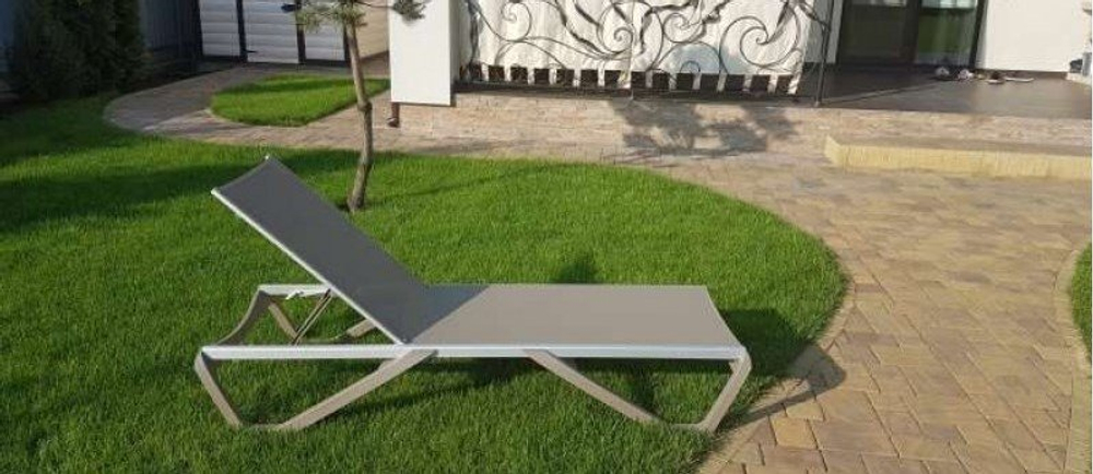 Шезлонг-лежак металлический PAPATYA Wave, белый, тортора