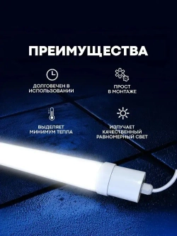 Светильник влагозащищенный линейный светодиодный уличный настенно потолочный 600мм 18W 6500K IP65