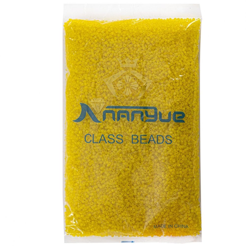 Бисер Alingar размер №8 вес 450 гр., желтый матовый, прозрачный, пакет