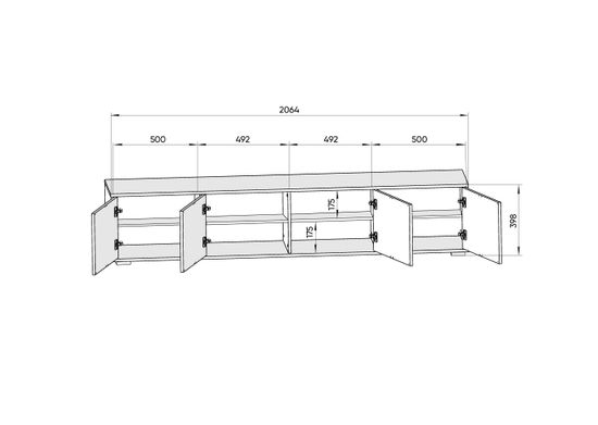 Тумба Hub 4 двери напольная на низких ножках (белый, натуральный)