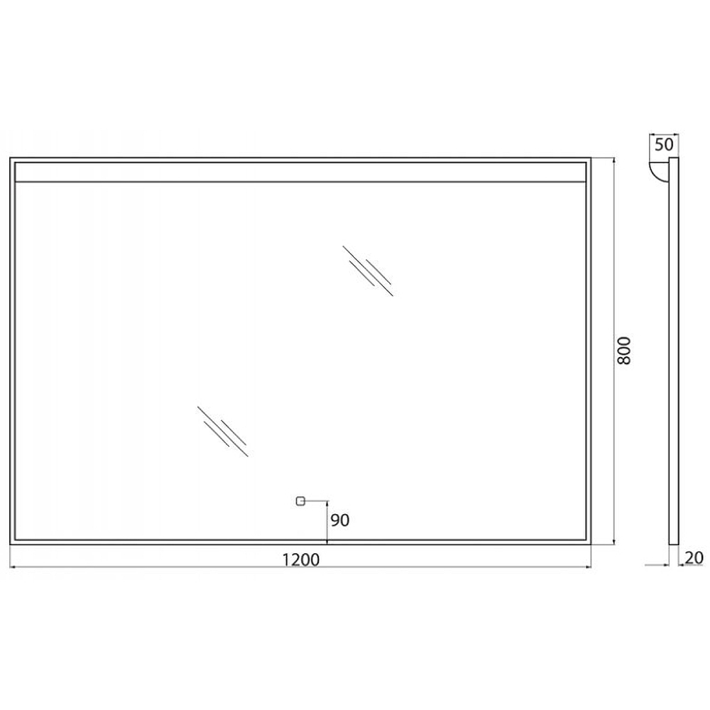 Зеркало BelBagno SPC-UNO-1200-800-TCH с подсветкой с сенсорным выключателем