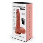 Телесный вибратор-ротатор с возвратно-поступательными движениями, нагревом и пультом ДУ - 21,5 см. (Цвет: телесный)