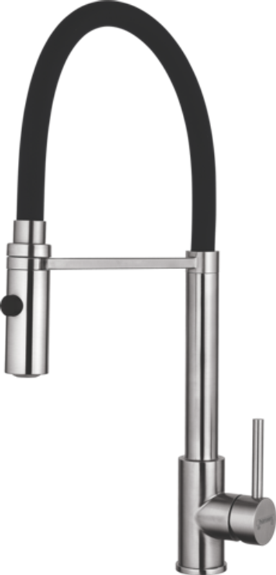 54304-GC Смес. из НЕРЖ. для кух. (САТИН с гиб. чер. изл.) HANSEN  (20/1шт)