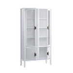 Шкаф для посуды «Бридж» широкий с 2-мя стеклянными дверями и 2-мя глухими дверями белый лак