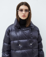 Пуховик двубортный черничный