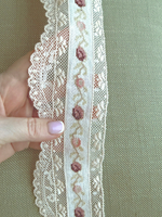 Кружево на сетке вышивка /хлопок /лен (Франция) ш-7см 1 м
