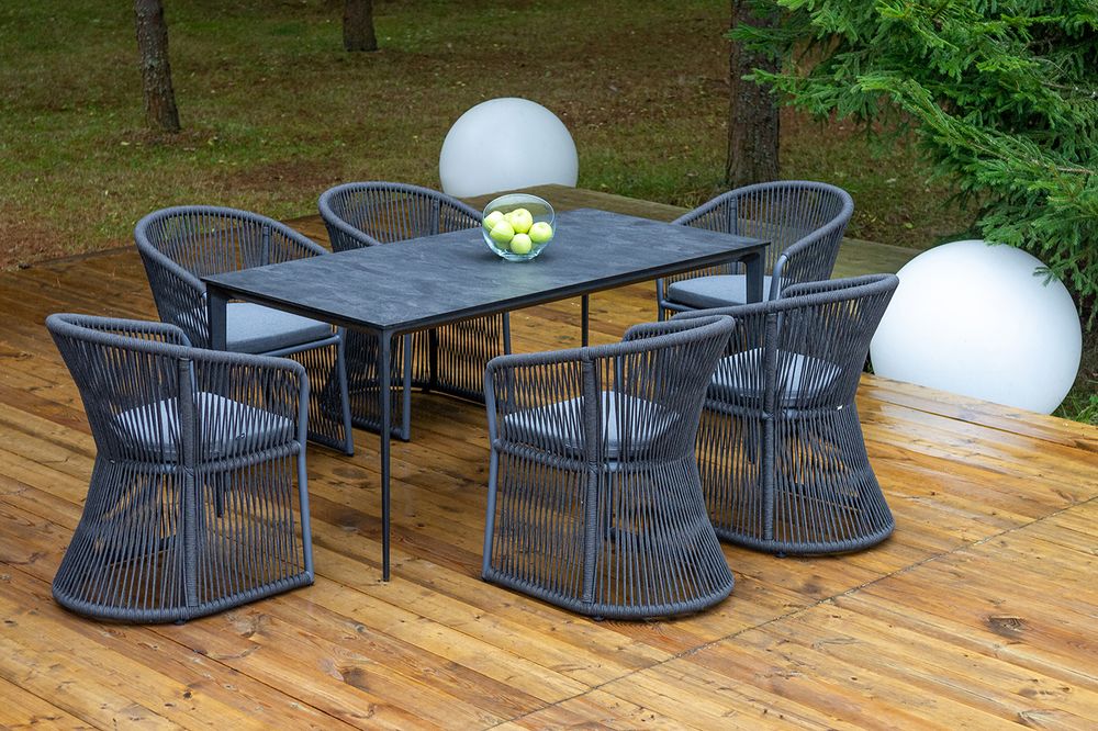 "Романо" обеденная группа на 6 персон, каркас темно-серый, роуп темно-серый