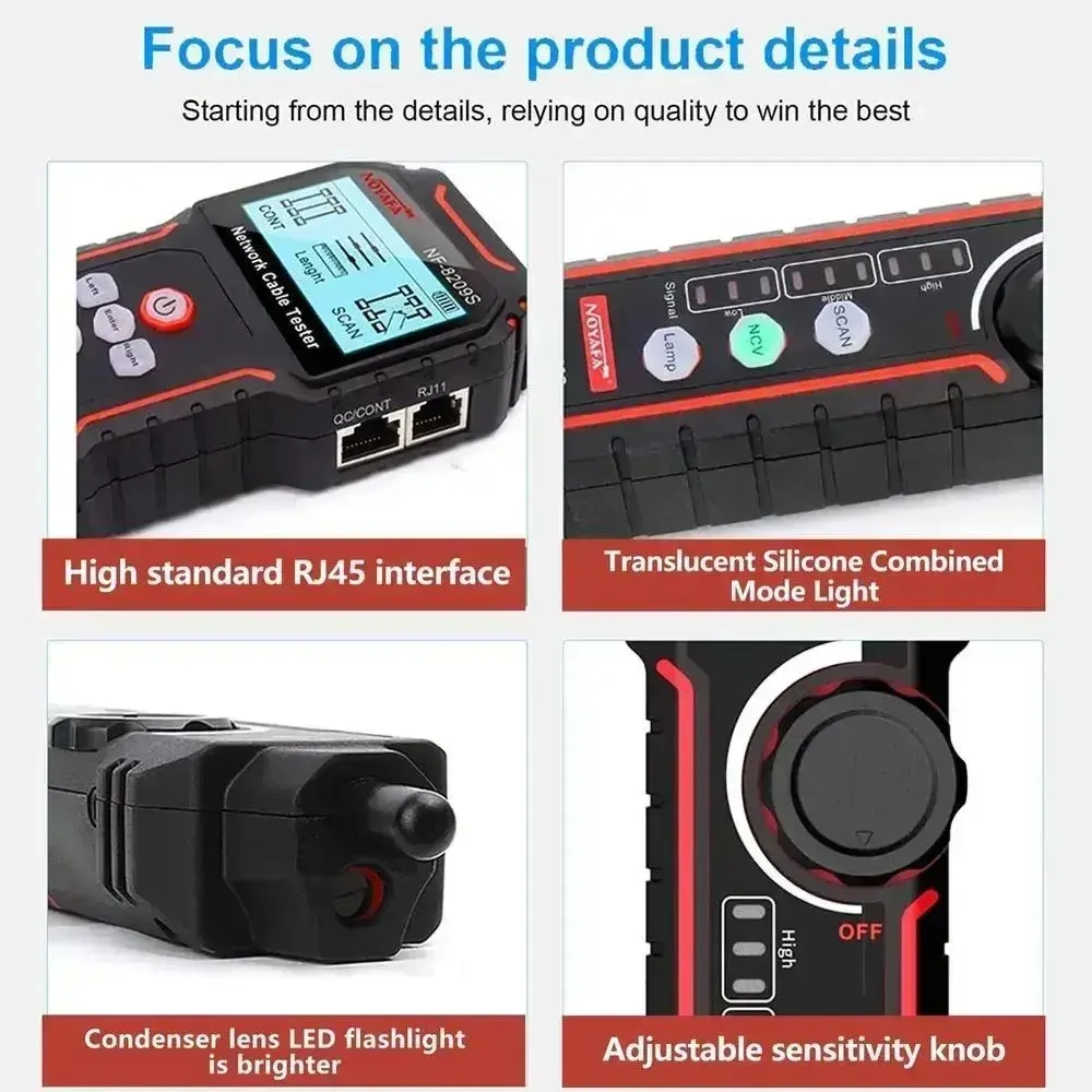 Кабельный тестер NF-8209S Noyafa поиск дефектов витой пары измеритель длины PoE кабельный трекер