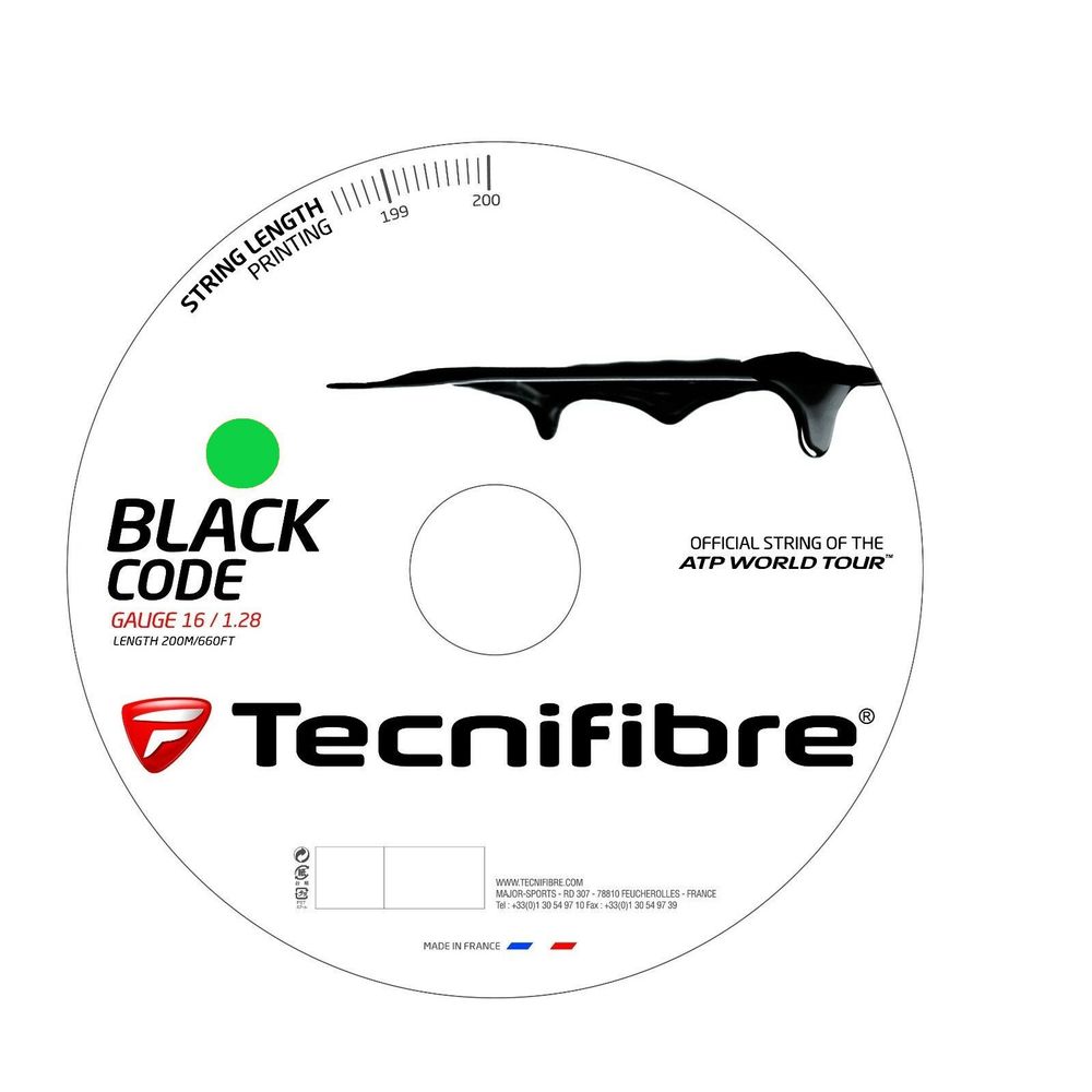 Струны для тенниса TECNIFIBRE BLACK CODE LIME 1.28 В нарезке (1 натяжка) 11 м