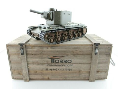 Радиоуправляемый танк Torro KV-2 1/16 с пневматической пушкой, деревянная коробка, реалистичный звук и дым, уникальная роспись