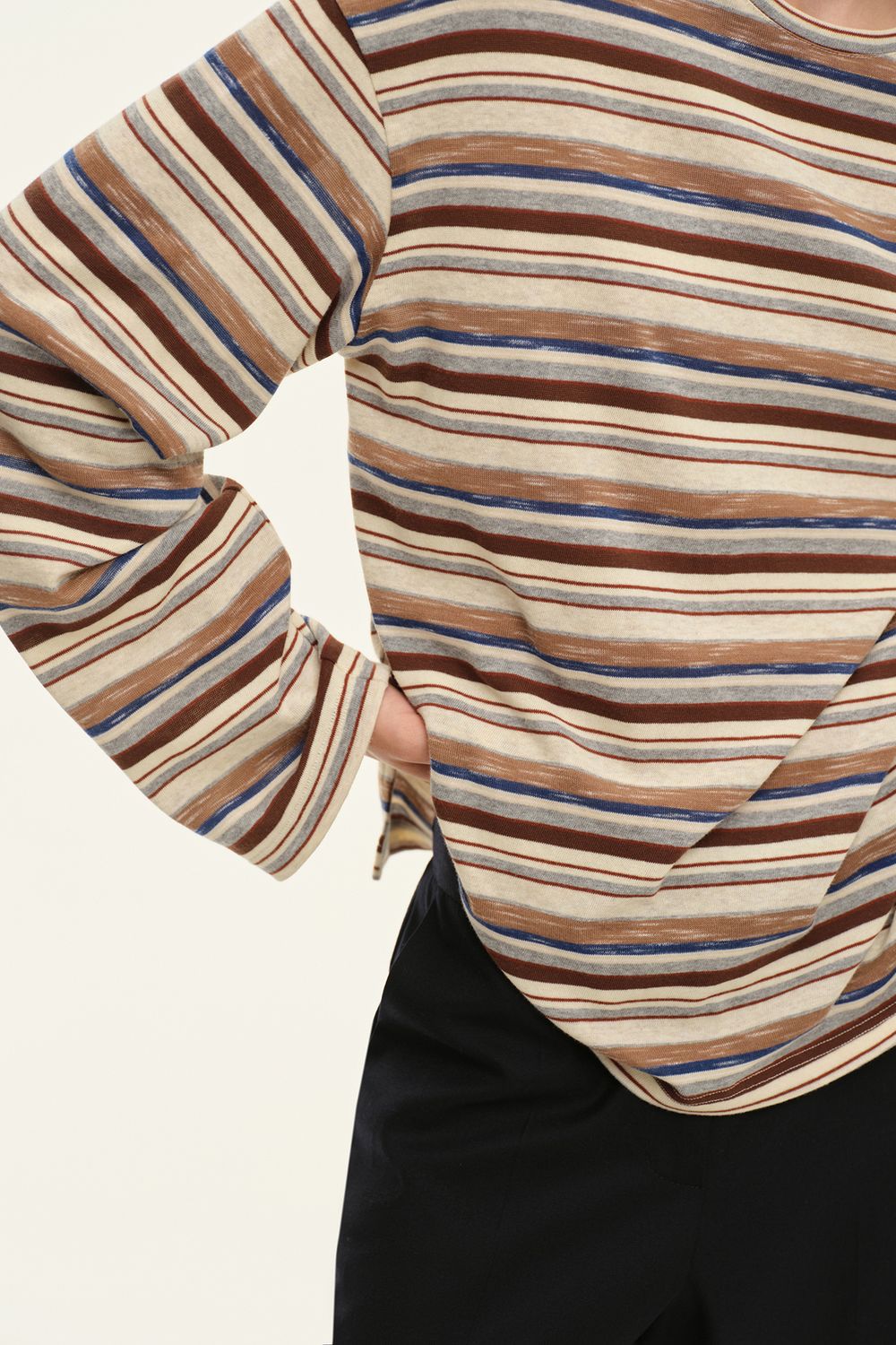 Лонгслив трикотажный (True Preppy), бежево-коричневый