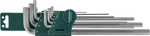 H03SM109S Комплект угловых шестигранников EXTRA LONG 1,5-10мм, 9 предметов S2 материал