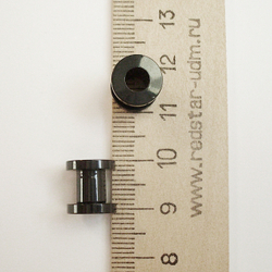 Тоннель диаметр 6 мм для пирсинга ушей (медицинская сталь). Титановое покрытие 1 пара