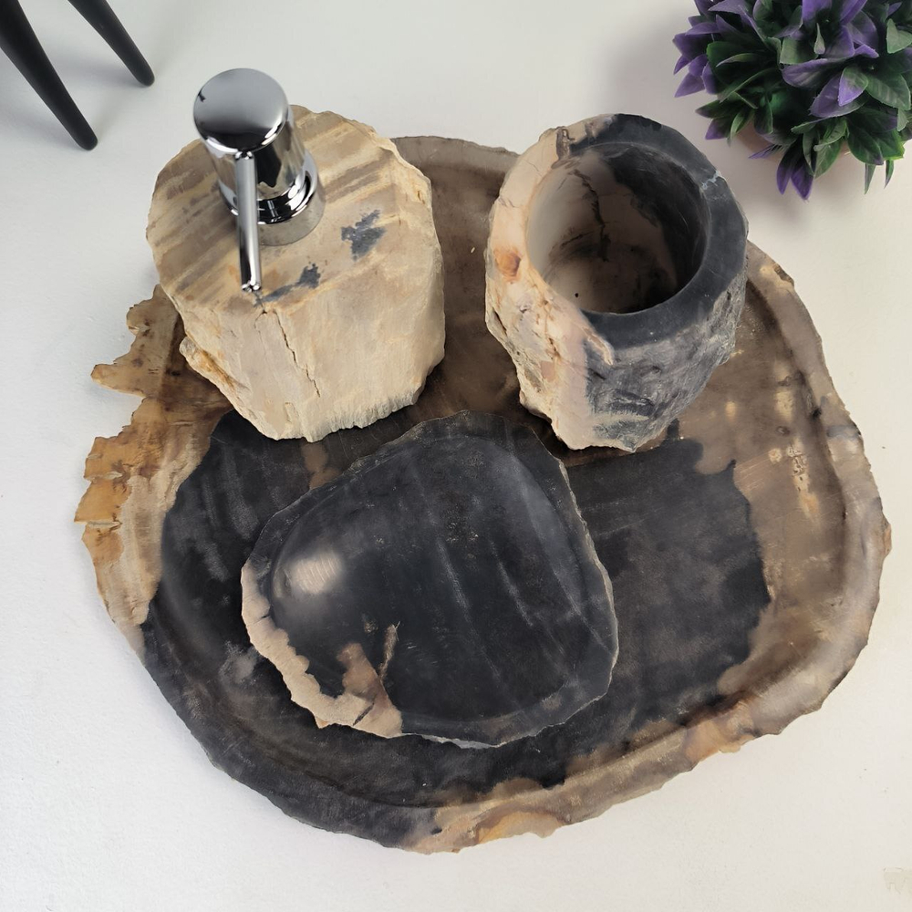 Набор из окаменелого дерева 4 предм Fossil Set NF-63063 поднос 33см*38см