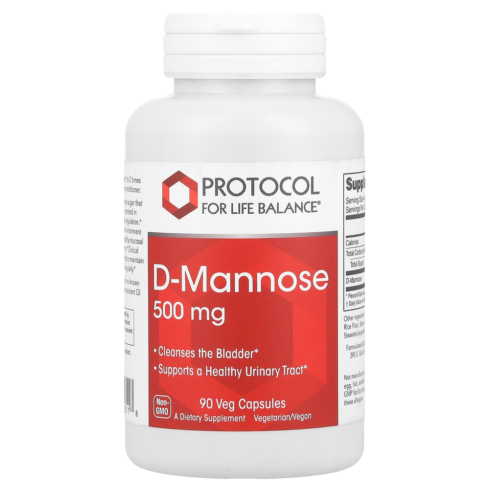 Protocol for Life Balance, D-манноза, 500 мг, 90 растительных капсул