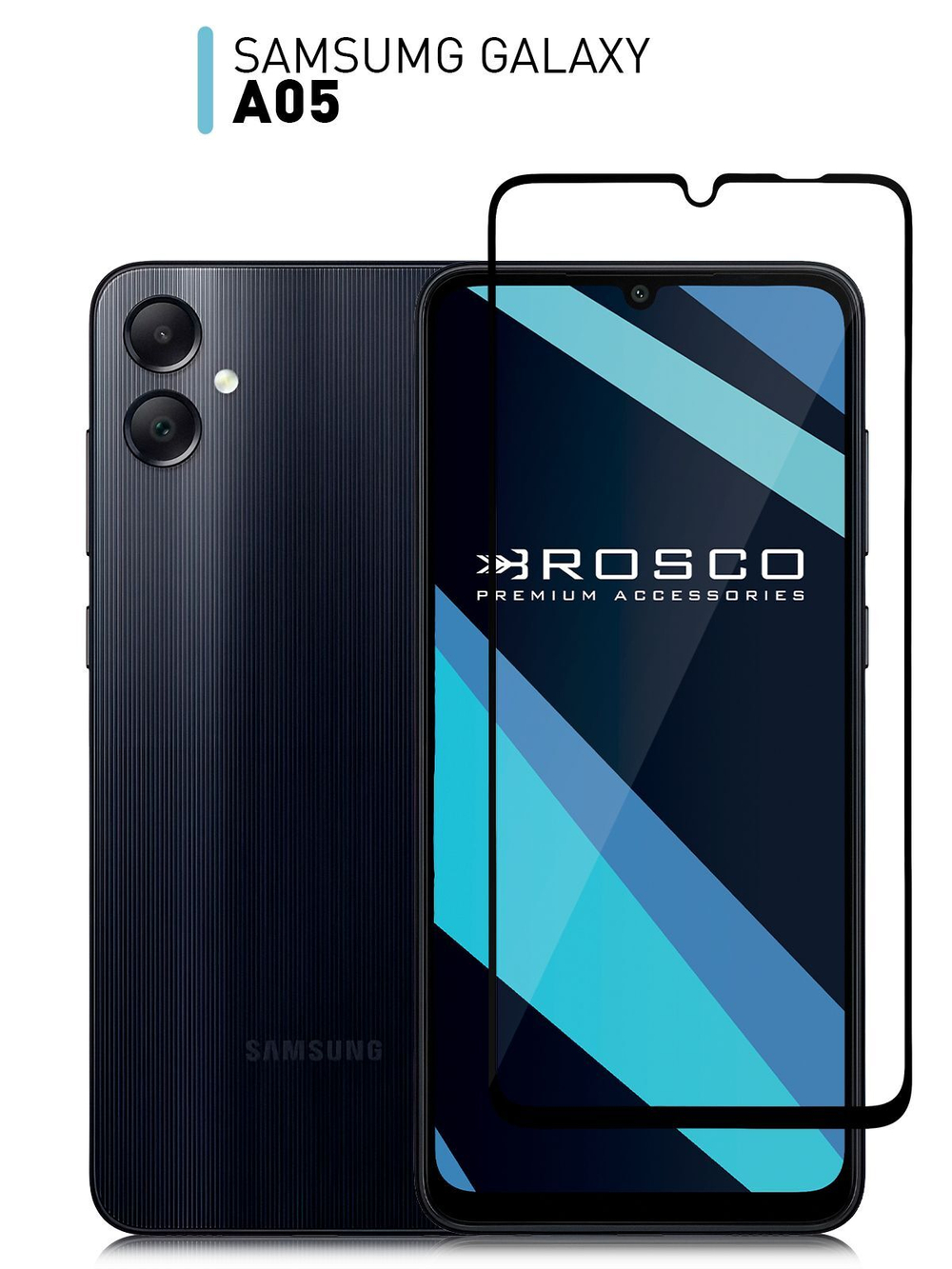 Защитное стекло ROSCO для Samsung Galaxy A05 (арт.SS-A05-FSP-GLASS-BLACK )