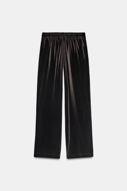 ZARA ШИРОКИЕ БАРХАТНЫЕ БРЮКИ, ТЕМНО-КОРИЧНЕВЫЙ