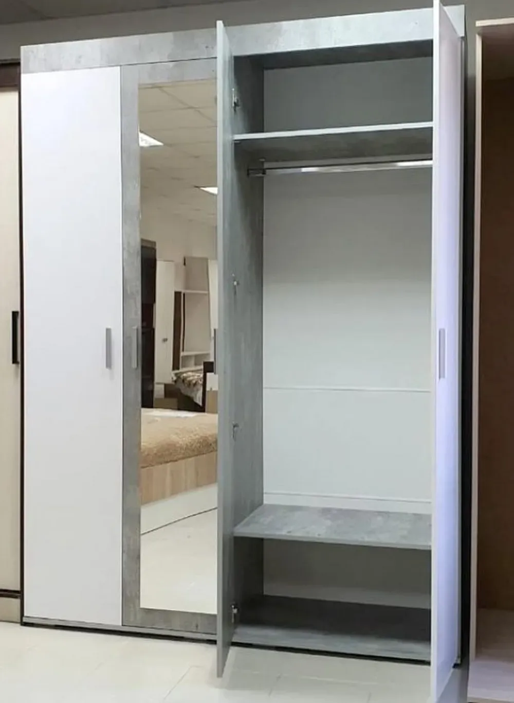 Шкаф для белья Инстайл ШК-31 бетон/белый