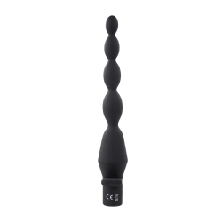Черная анальная елочка с вибрацией Vibrating Butt Beads - 22 см.