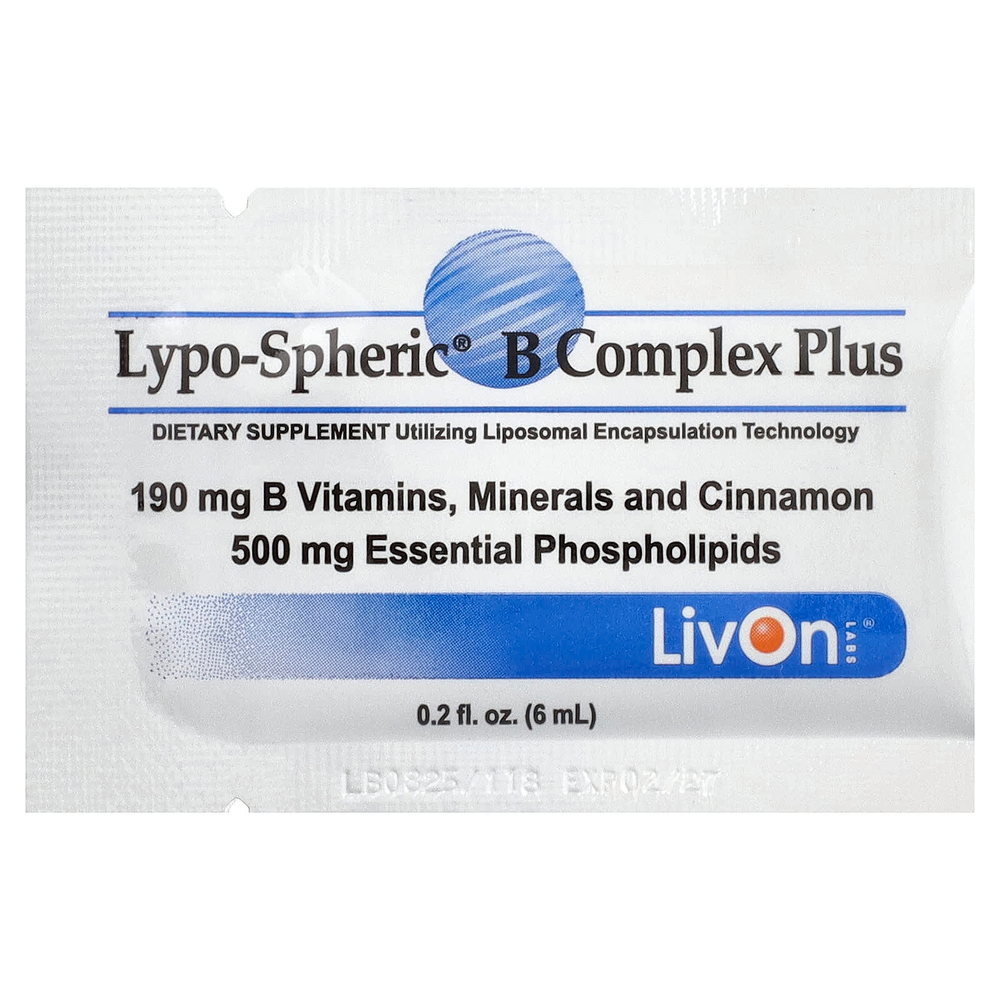 LivOn Laboratories, Lypo-Spheric® B-Complex Plus, 30 пакетиков по 6 мл (0,2 жидк. унции)