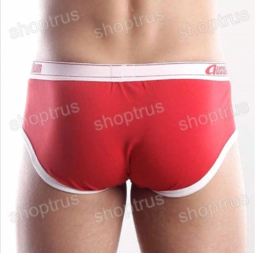 Мужские трусы брифы красные с белой резинкой AussieBum Brief AB00375