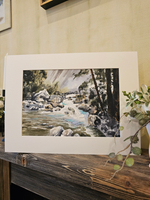 Картина авторская акварельная в паспарту 30х40 см на стену для интерьера "Пейзаж в стиле Фрэнк Эбера"