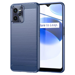Чехол синего цвета в стиле карбон для смартфона Realme C35, серии Carbon от Caseport