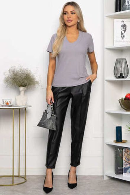 Брюки с кожаной вставкой Дарнель (черные) Б14349-10М LT Collection