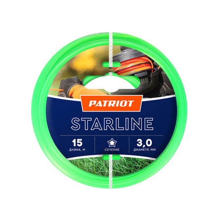 Леска Starline D 3,0 мм L 15 м (звезда, зеленая) 300-15-3 на пластиковой обойме, блистерн.тип