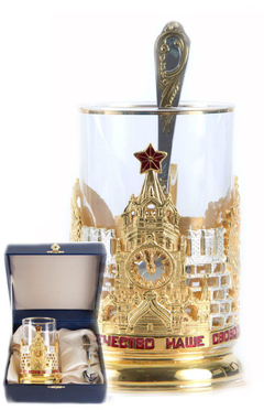 Подстаканник Славься Отечество с позолотой