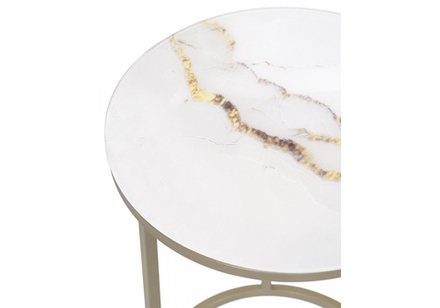 Журнальный стол Woodville Иберис круглый белый, золото