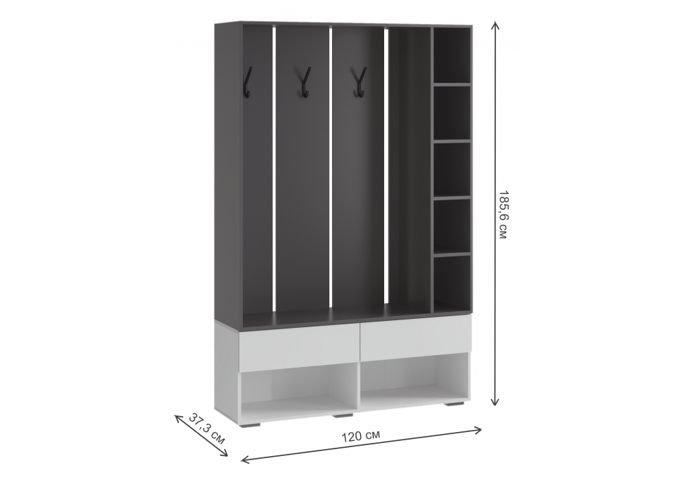 Прихожая Woodville Роут белый, графит