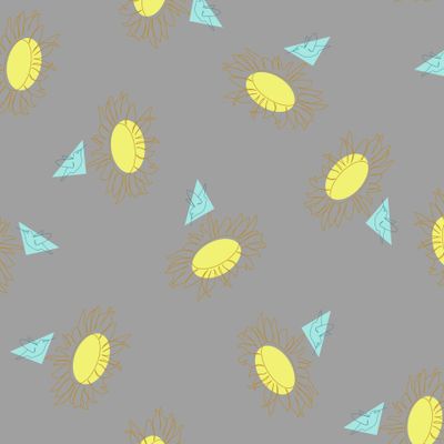 Подсолнухи и птицы на сером фоне . Арт-лайн.