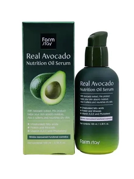 FARMSTAY - СЫВОРОТКА ДЛЯ ЛИЦА С МАСЛОМ АВОКАДО REAL AVOCADO NUTRITION OIL SERUM, 100 ML