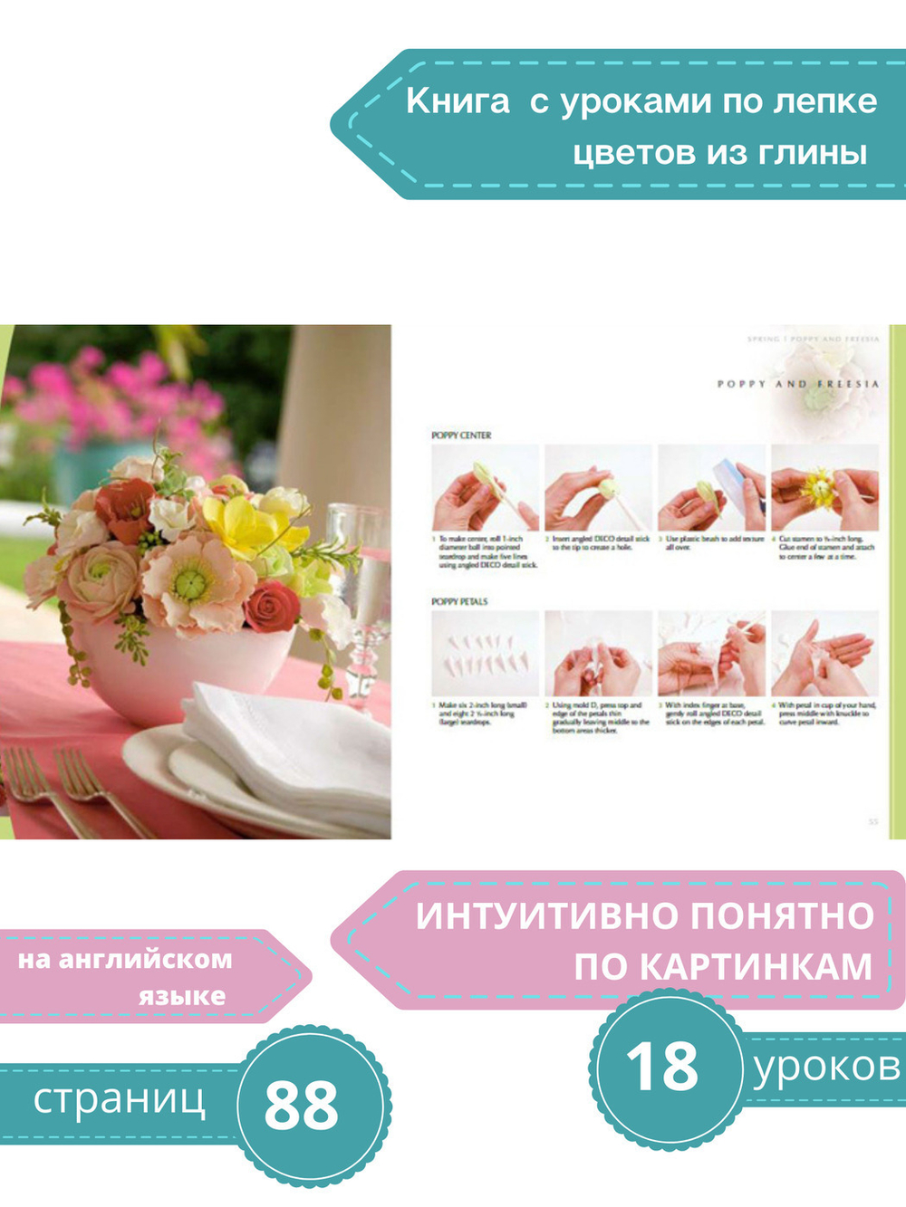 Clay Art for Spesial Ocassions. Книга с фото-уроками по лепке цветов из полимерной глины.