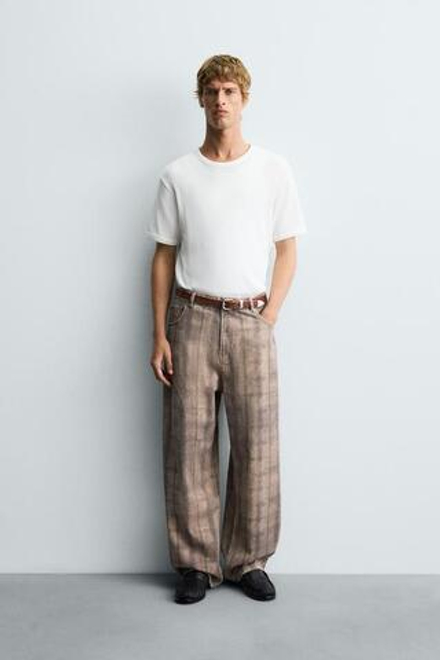 ZARA ДЖИНСЫ BAGGY FIT, С ПРИНТОМ