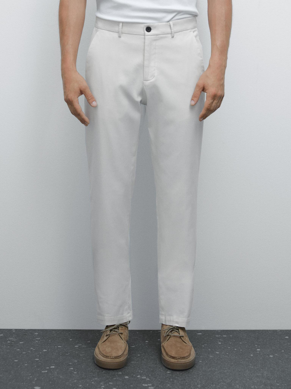 Massimo Dutti Брюки текстурированные Slim Fit, песочный