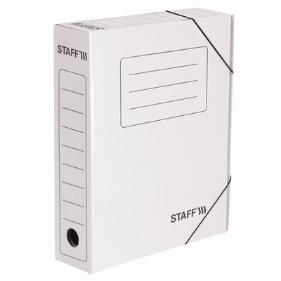 Папка архивная с резинкой А4 (325х250 мм), 75 мм, до 700 листов, микрогофрокартон, БЕЛАЯ