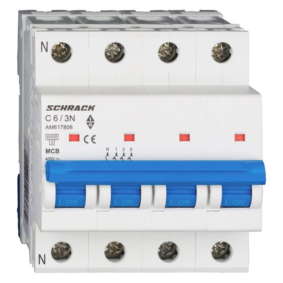 Автоматический выключатель Schrack Technik 3P+N C 6A 6kA Amparo AM617806--