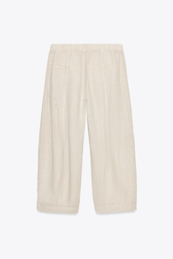 ZARA ЛЬНЯНЫЕ БРЮКИ — ZW COLLECTION, СВЕТЛО-БЕЖЕВЫЙ