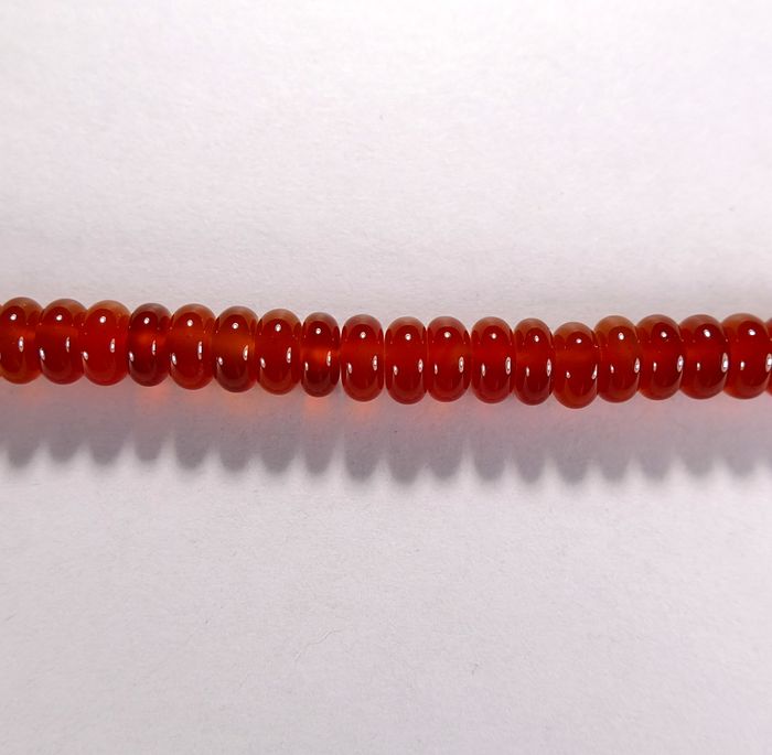Бусина из сердолика, термообработанного, фигурная, 4x7 мм (рондель, гладкая)